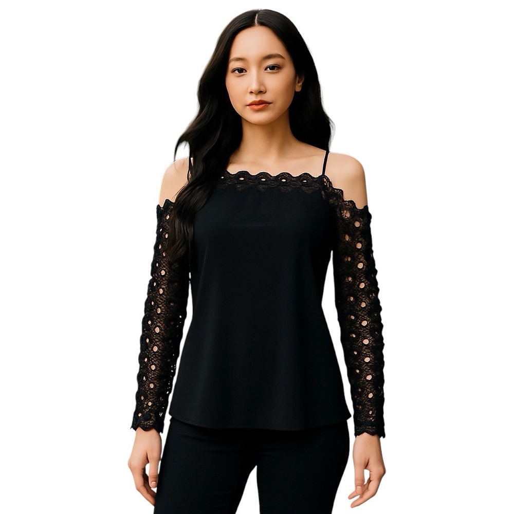 Chelsea and Walker Silk Cold Shoulder Cut Out Blouse